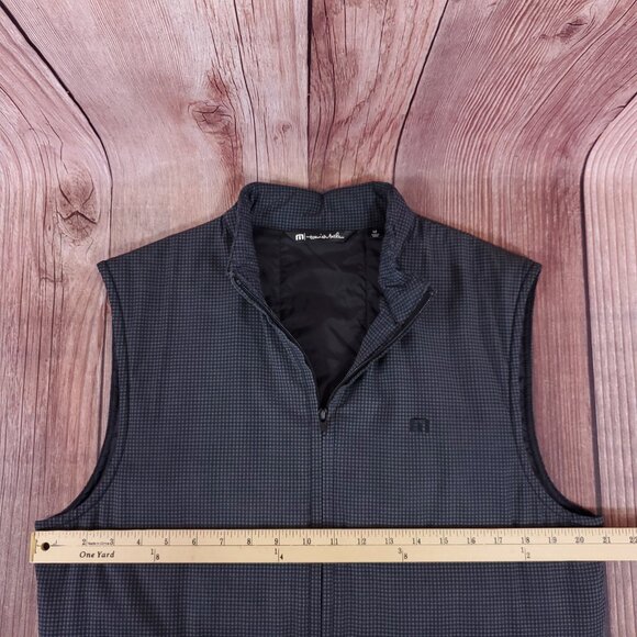 Travis Mathew Golf Vest Mens Size Medium Microplaid Full Zip Gray 1MU365 - Picture 15 of 16